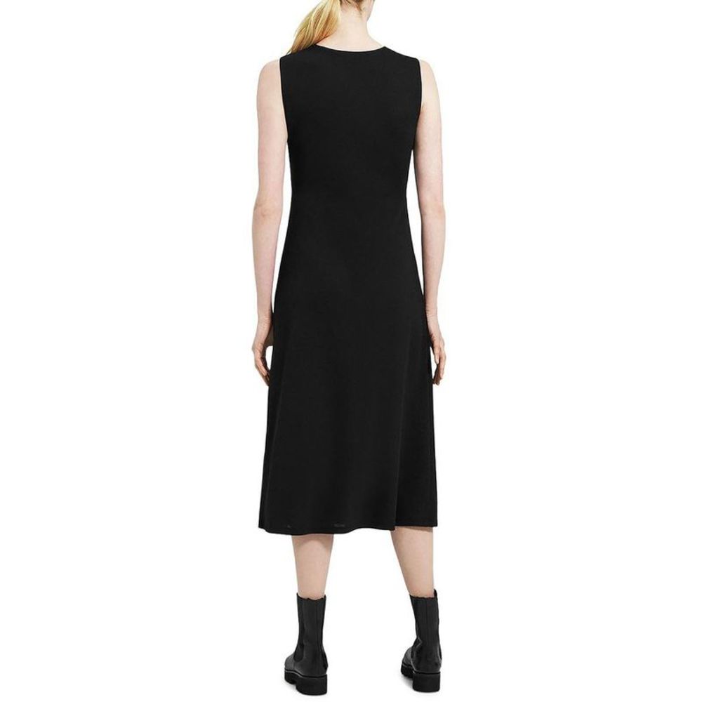Theory Womens Black Sleeveless Fitted Party Midi Dress NWT - Picture 2 of 2